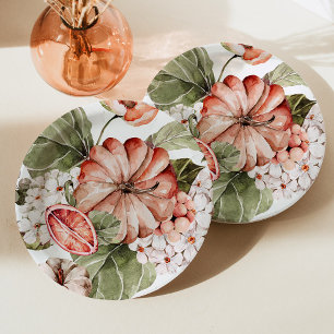 Spiced Pumpkin A Little Pumpkin Baby Shower Paper Plate