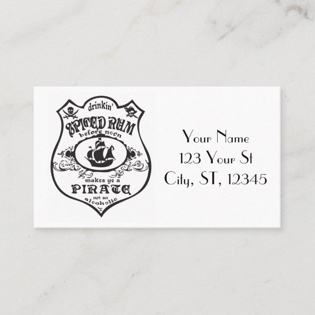 Spiced Rum Pirate Drink Thunder_Cove  Business Card (Front)