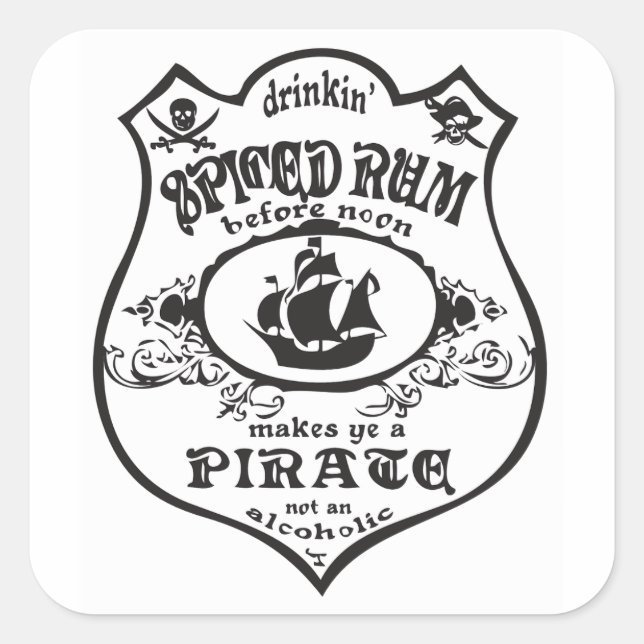 Spiced Rum Pirate Drink Thunder_Cove Square Sticker (Front)