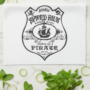 Spiced Rum Pirate Drink Thunder_Cove Tea Towel