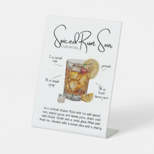 Spiced Rum Sour Cocktail Pedestal Sign