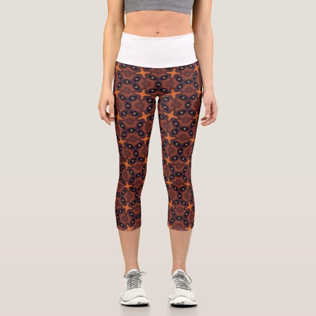 Spiced Starfall Trellis Capri Leggings (Front)