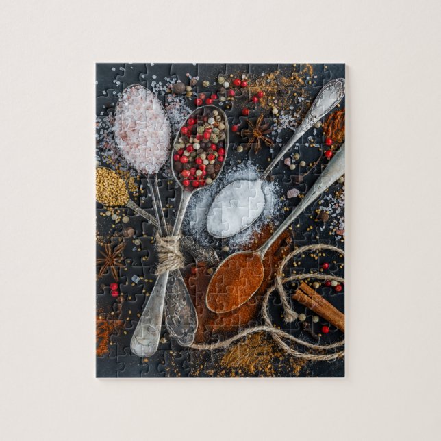 Spices Arranged on Spoons Jigsaw Puzzle (Vertical)
