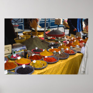 Spices, Market Day, Aix-en-Provence, France Poster