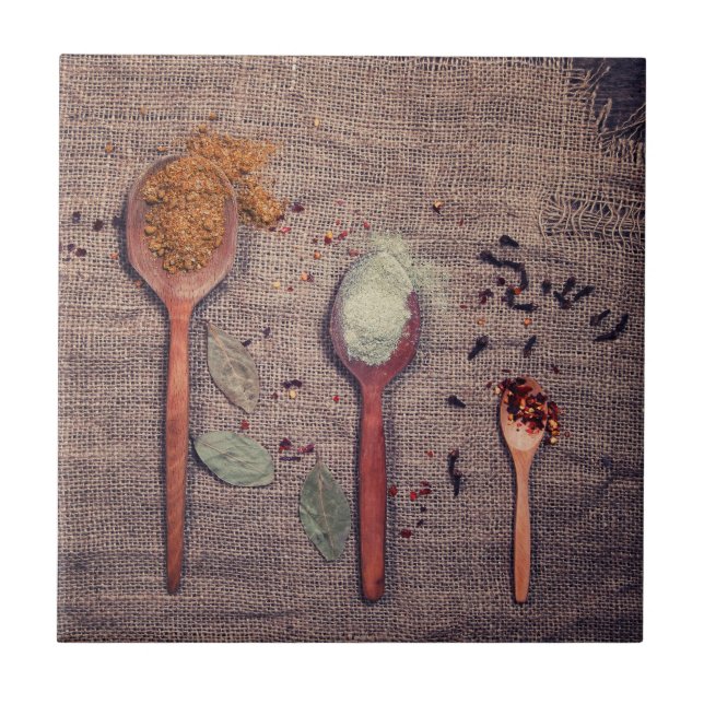 Spices on spoons ceramic tile (Front)