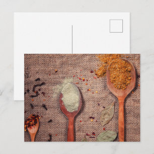 Spices on spoons postcard