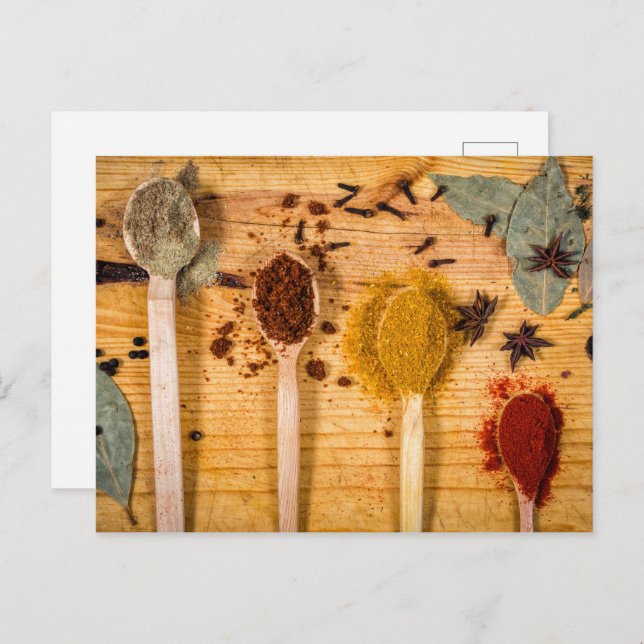 Spices on spoons postcard (Front/Back)