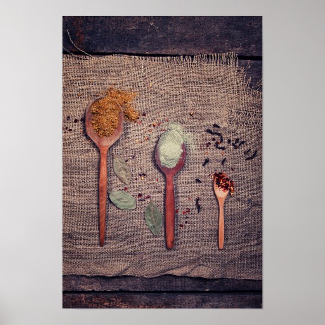 Spices on spoons poster (Front)