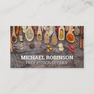 Spices on Wood Spoons Business Card