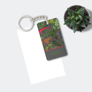 Spices pattern custom name grey key ring