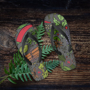 Spices pattern custom name grey thongs