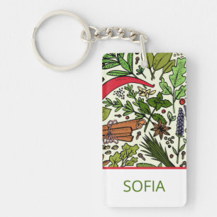 Spices pattern custom name key ring