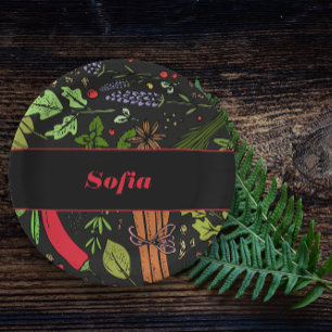Spices pattern name black paper plate
