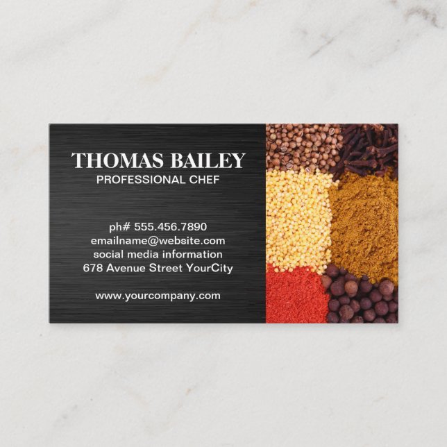 Spices | Restaurant Owner Business Card (Front)