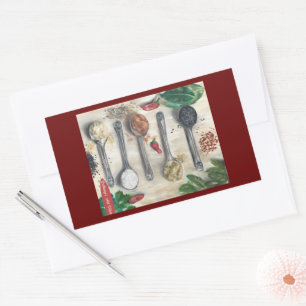 Spices Sticker with Maroon Background