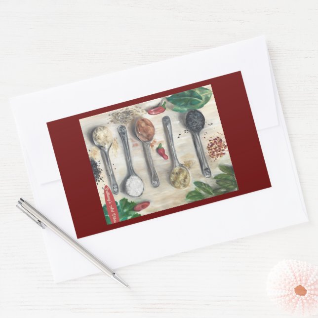 Spices Sticker with Maroon Background (Envelope)