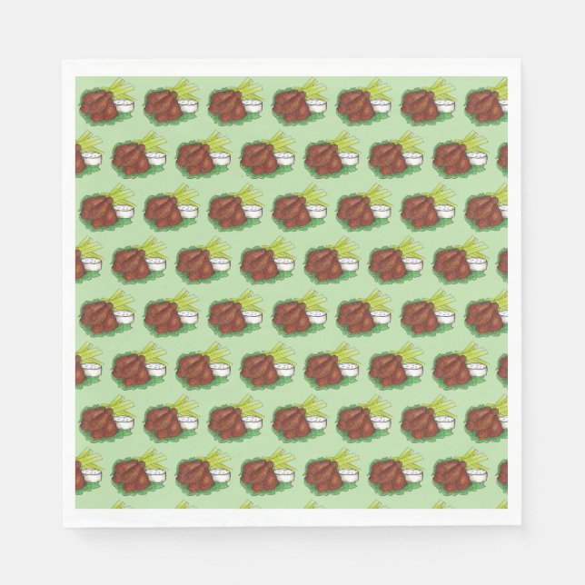 Spicy BBQ Buffalo Chicken Wings Tailgate Party Napkin (Front)