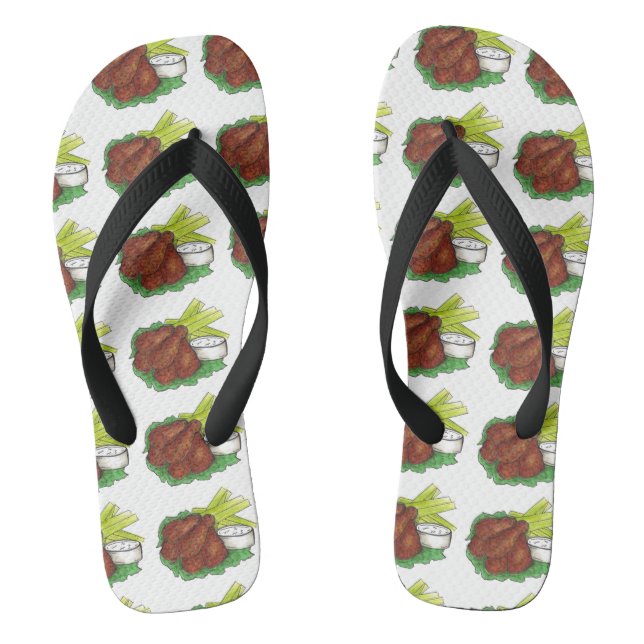 Spicy BBQ Buffalo New York Chicken Wings Foodie Thongs (Footbed)