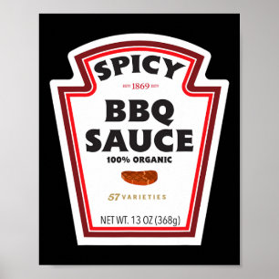 Spicy Bbq Sauce Bottle Label Funny Halloween Costu Poster