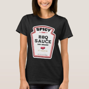 Spicy Bbq Sauce Bottle Label Funny Halloween Costu T-Shirt