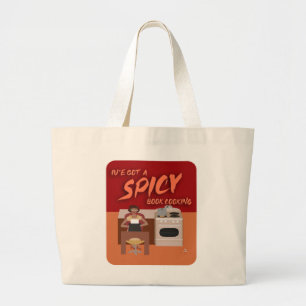 Spicy Book Cook Romance Author Retro Wife Large Tote Bag