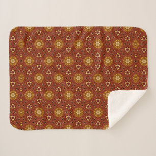 Spicy Brown Yellow Masala Pattern Sherpa Blanket