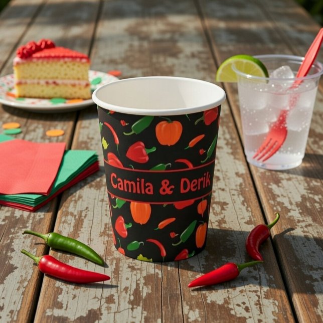 Spicy Chili Pepper Pattern Personalized Party Paper Cups (Creator Uploaded)