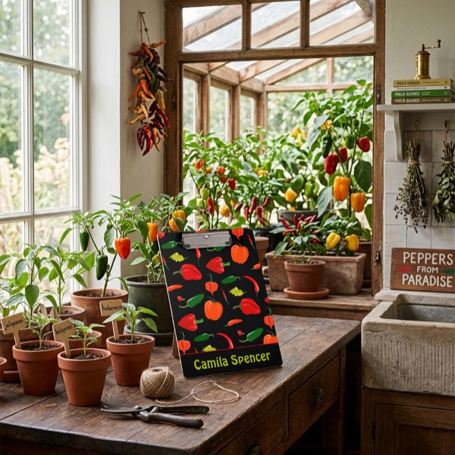Spicy Chilli Pepper Pattern Personalised Clipboard (Creator Uploaded)