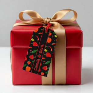 Spicy Chilli Pepper Pattern Personalised Party Gift Tags