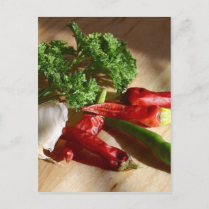 Spicy cuisine art postcard