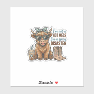 Spicy Disaster Highland Cow Coffee Western Shirt D