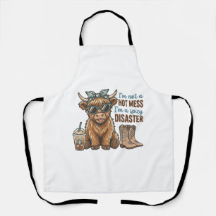 Spicy Disaster Highland Cow Coffee Western Shirt D Apron
