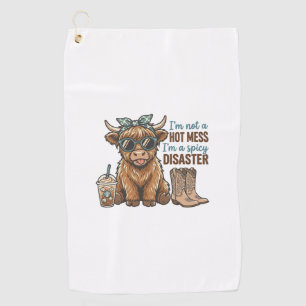 Spicy Disaster Highland Cow Coffee Western Shirt D Golf Towel