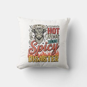Spicy Disaster Highland Cow Vintage Western Shirt  Cushion