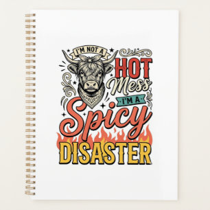 Spicy Disaster Highland Cow Vintage Western Shirt  Planner