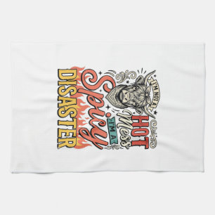 Spicy Disaster Highland Cow Vintage Western Shirt Tea Towel