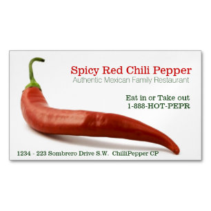 Spicy Food Hot Red Cayenne Pepper Restaurant Magnetic Business Card