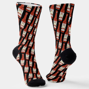 Spicy Hot Sauce Salsa Cat Fun Food Pattern Black Socks