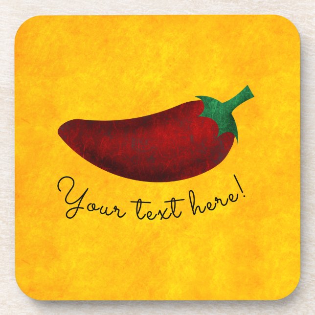Spicy Hot Southwest Chilli Pepper Pattern Coaster (Front)