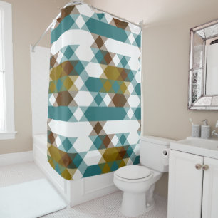 spicy mustard, faded jade, white and nutmeg shower curtain