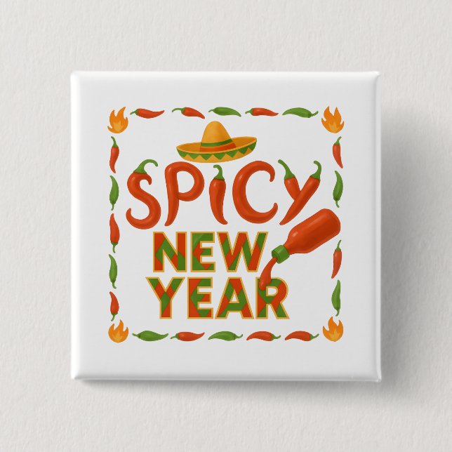Spicy New Year 15 Cm Square Badge (Front)