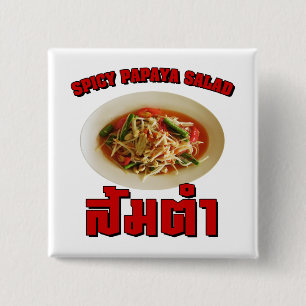 Spicy Papaya Salad [Som Tam] ... Thai Lao Food 15 Cm Square Badge