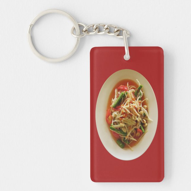 Spicy Papaya Salad [Som Tam] ... Thai Lao Food Key Ring (Front)