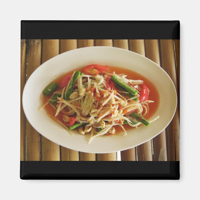 Spicy Papaya Salad [Som Tam] ... Thai Lao Food Magnet (Front)
