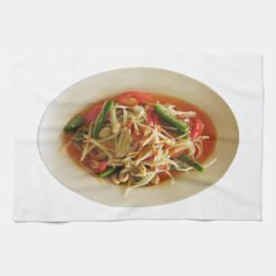 Spicy Papaya Salad [Som Tam] ... Thai Lao Food Tea Towel