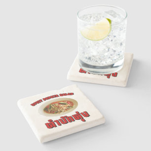 Spicy Papaya Salad [Tam Mak Hung] Isaan Dialect Stone Coaster