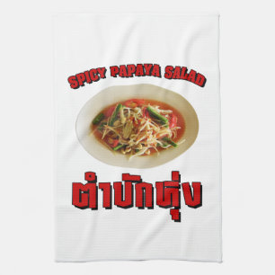Spicy Papaya Salad [Tam Mak Hung] Isaan Dialect Tea Towel