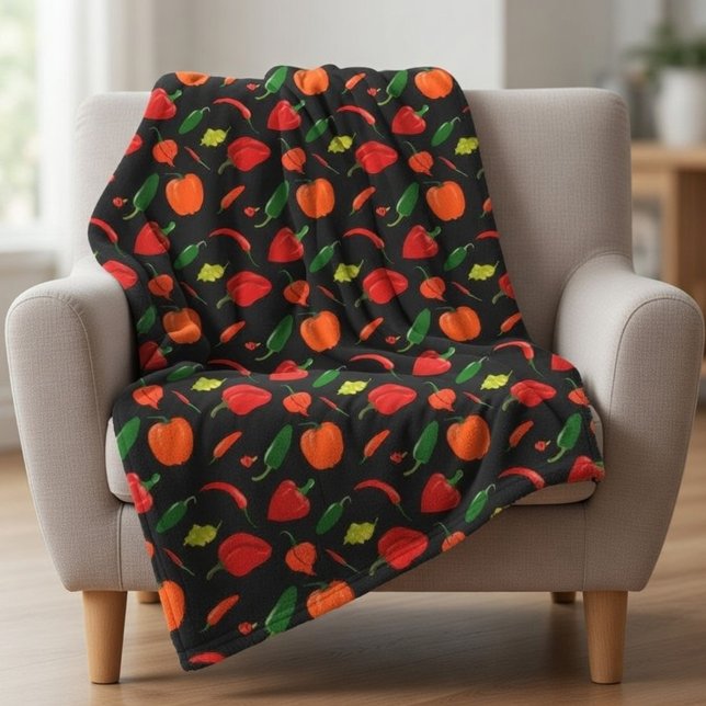 Spicy Peppers Pattern Throw Blanket (Creator Uploaded)