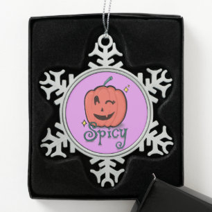 Spicy Pumpkin Spice Snowflake Pewter Christmas Ornament