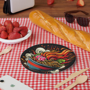 Spicy Ramen Japanese Noodle Street Art Paper Plate